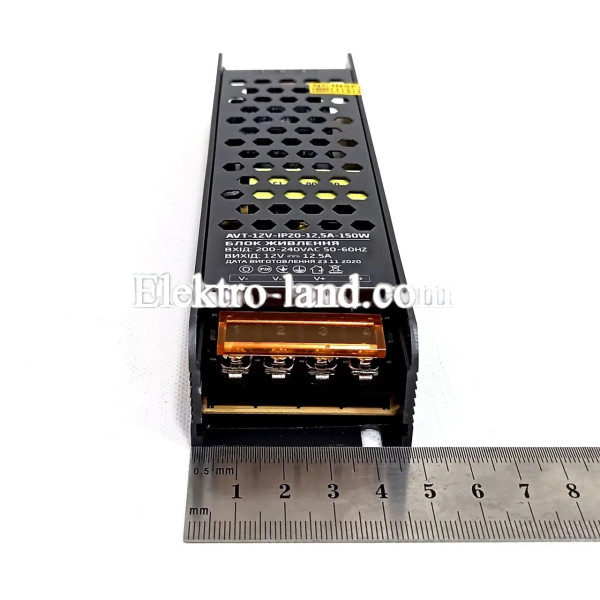 Блок питания 150W AVT-150-12V-12.5A мини (150Вт 12В 12.5А) компактный для светодиодной LED ленты, модулей, линеек